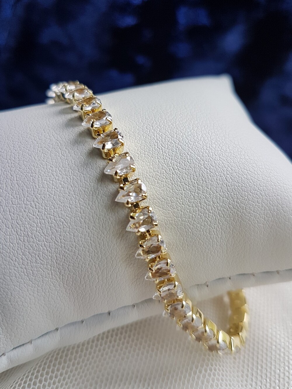Swarovski Elements Yellow Gold Plated Teardrop Tennis Necklace NEW - Picture 12 of 16